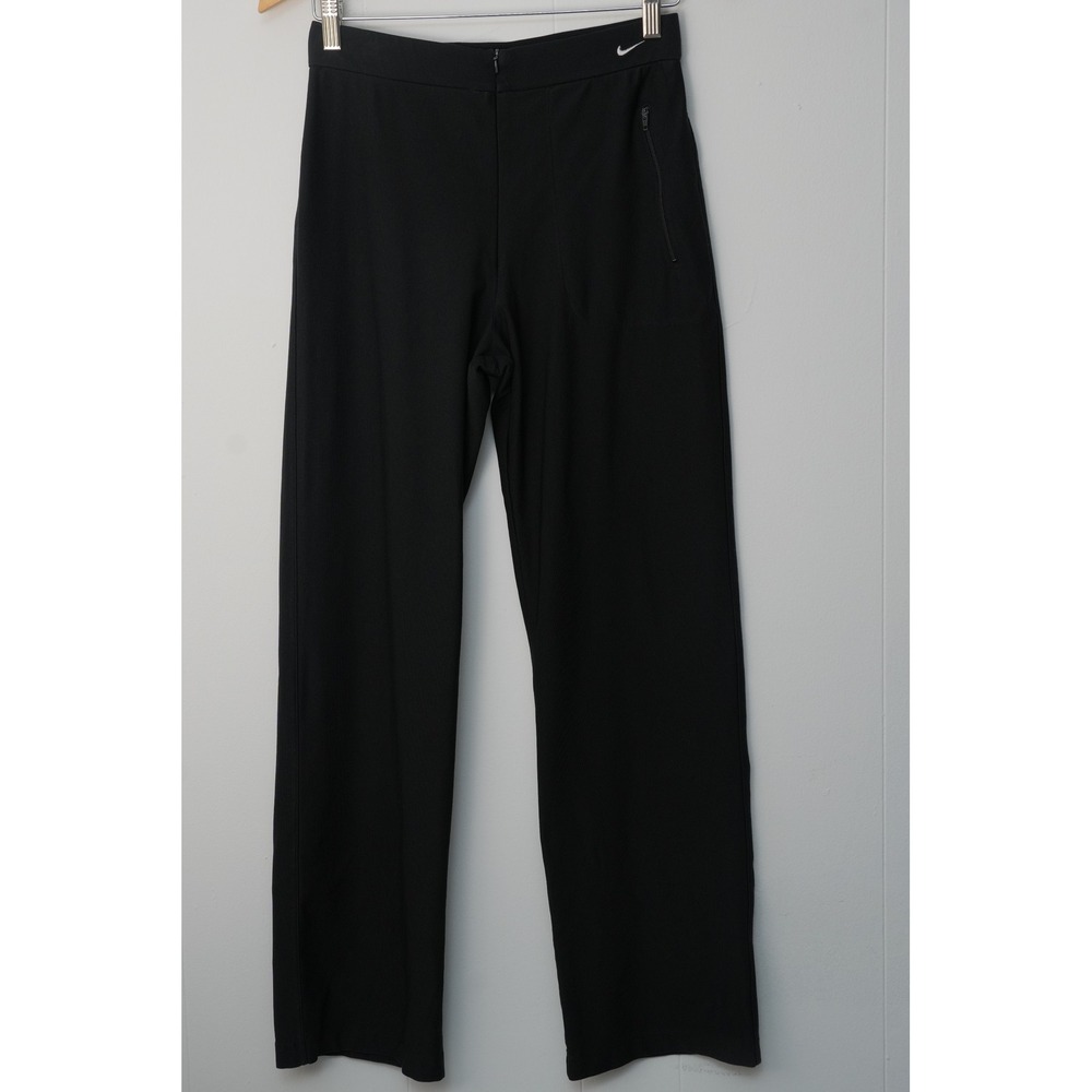 Nike Dri-FIT Pants Women Medium Black High Rise Wide Leg Athletic Trousers